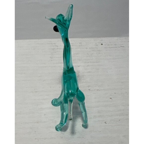 Hand Blown Glass Horse Figurine Aquamarine Collectible 3" - Picture 5 of 7